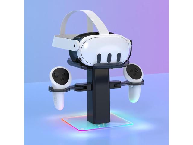 Sovawin For Meta Quest 3s/3 VR Accessories VR Glasses Game Grips Storage Rack RGB Light Mode Charging Base for quest 2 Black