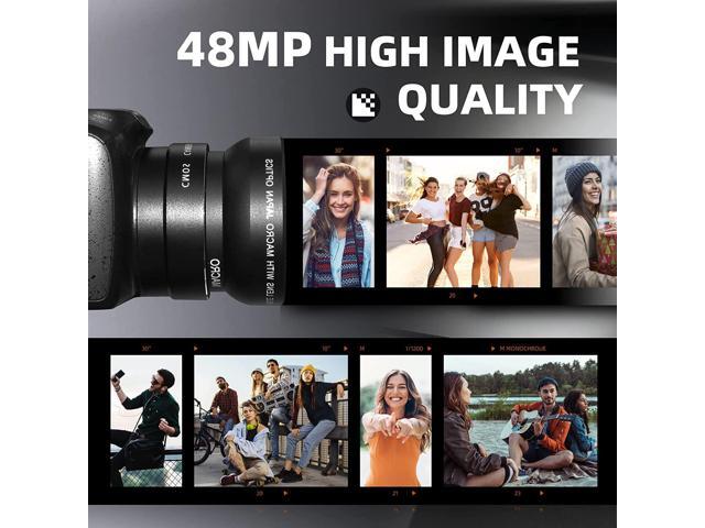 Digital Camera 4K Ultra HD 48MP Camera Vlogging Camera with Wide Angle Lens Digital Zoom 16 x, 3.0 Inch Screen Compact Camera All-in-One Digital...