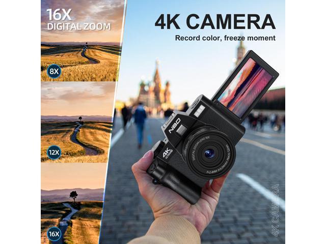 NBD Digital Camera for Photography and Video, 4K 48MP Vlogging Camera for YouTube with 180° Flip Screen,16X Digital Zoom,32GB TF Card, 1 Batteries