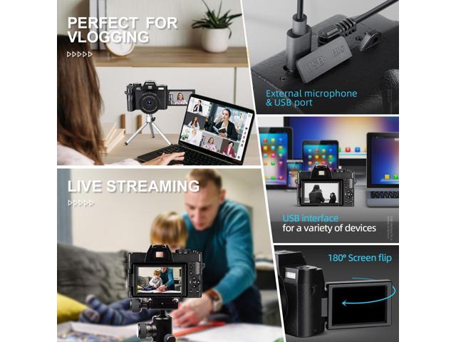 NBD Digital Camera for Photography and Video, 4K 48MP Vlogging Camera for YouTube with 180° Flip Screen,16X Digital Zoom,32GB TF Card, 1 Batteries