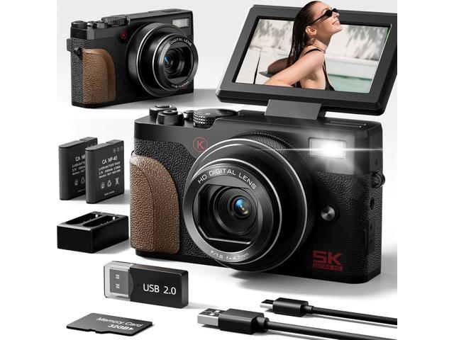 NBD 48MP 5K Vlogging Camera Autofocus 18X Digital Zoom Anti-Shake Travel Digital Camera for YouTube, Beginner Video Camera with 2 Batteries + 32GB...