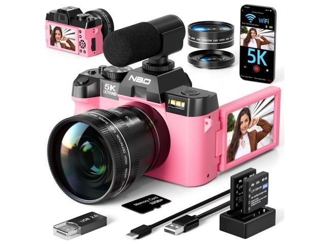 NBD 5K Digital Camera for Photography,48MP Autofocus Vlogging Camera for Youtube with 32GB TF Card,Pink