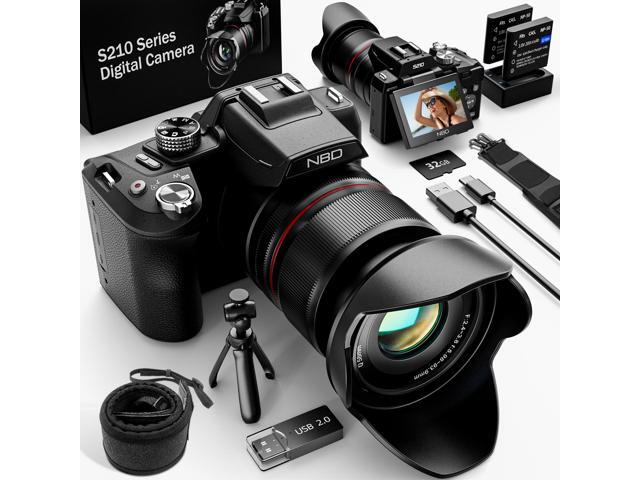 Compact Vlogging Camera 5K, 64MP Photo Camera with 16X Optical Zoom, 2.8 Inch Rotatable LCD, WiFi & Hot Shoe