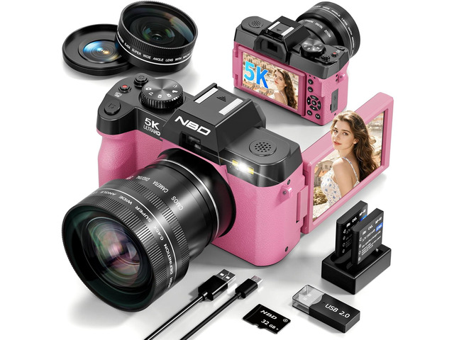 NBD 5K Digital Camera, 64MP Autofocus Anti-Shake Vlogging Camera 16X Digital Zoo