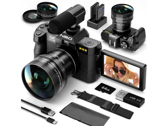 NBD 5K 64MP Digital Cameras for Photography with Dual-Lens,180°Flip ScreenPoint and Shoot Digital Cameras with 16X Digital Zoom,Autofocus WiFi...