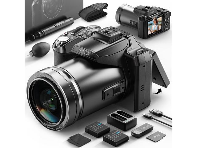 NBD 5K 64MP Vlogging Camera, 180° Flip Screen Digital Camera with 16X Zoom, Autofocus, WiFi, 2 Batteries & 32GB Card