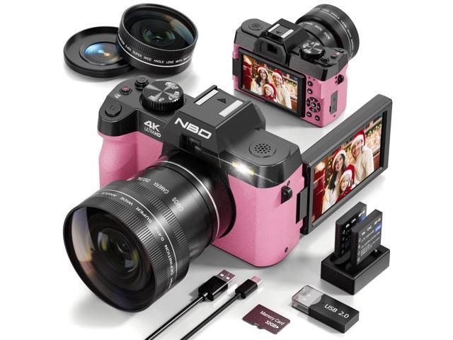 NBD 4K 48MP Digital Vlogging Camera for YouTube TikTok Travel Photography, 180° Flip Screen,16X Digital Zoom, Auto Focus, WiFi, 2 Batteries,32GB TF...