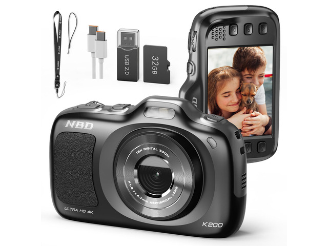 NBD 64MP Digital Cameras for Photography,4K Point and Shoot Camera,16X Zoom Comp