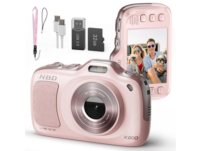 NBD 64MP Digital Cameras for Photography,4K Point and Shoot Camera,16X Zoom Compact Travel Cameras, Auto Focus Camera for Beginners Teens Kids and...
