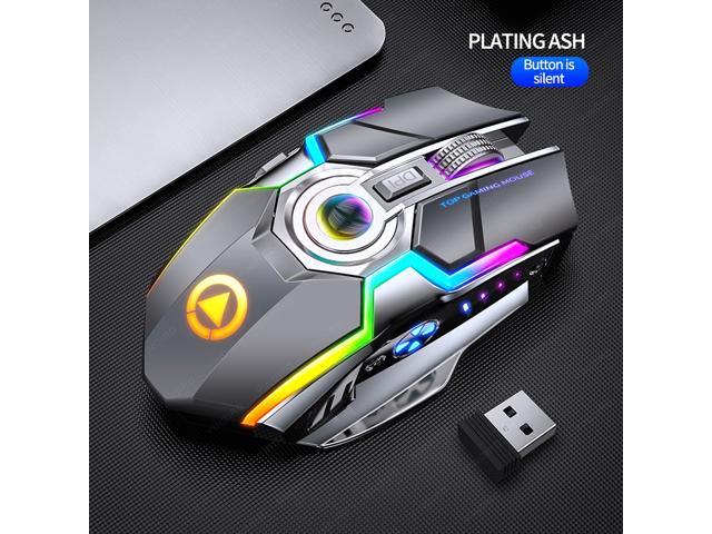 A5 Wireless Gaming Mouse Rechargeable Silent LED Backlit Mice USB Optical Ergonomic 7 Keys RGB Backlit for Laptop Computer