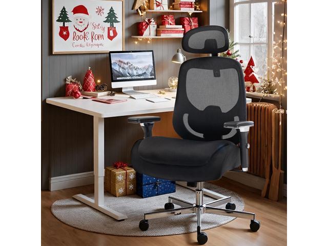 FANTASYLAB Ergonomic Mesh Office Chair, Comfy Desk Chair, Big and Tall Executive Office Chair with 4D Arms, 2D Lumbar Support, Adjustable Headrest,...