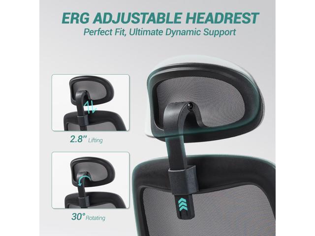 FANTASYLAB Ergonomic Mesh Office Chair, Comfy Desk Chair, Big and Tall Executive Office Chair with 4D Arms, 2D Lumbar Support, Adjustable Headrest,...