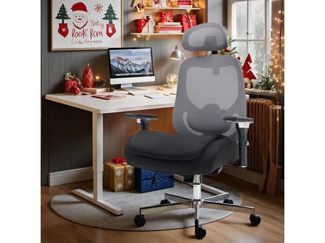 FANTASYLAB Ergonomic Mesh Office Chair, Comfy Desk Chair, Big and Tall Executive Office Chair with 4D Arms, 2D Lumbar Support, Adjustable Headrest,...