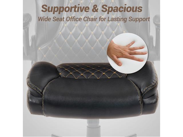 VANBOW High Back Executive Office Chair, Ergonomic Computer Desk Chair with Rocking Function, PU Leather, Flip-Up Armrests and Lumbar Support, Black