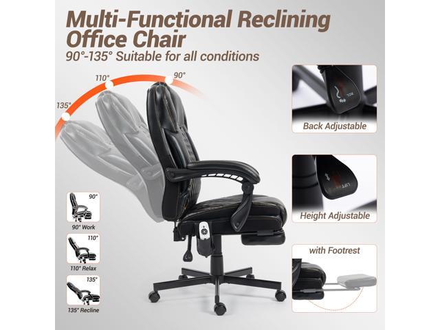 VANBOW Massage Office Chair with Foot Rest, 6 Points Vibration Heating Executive Chairs Ergonomic Home Office Desk Chair, Black