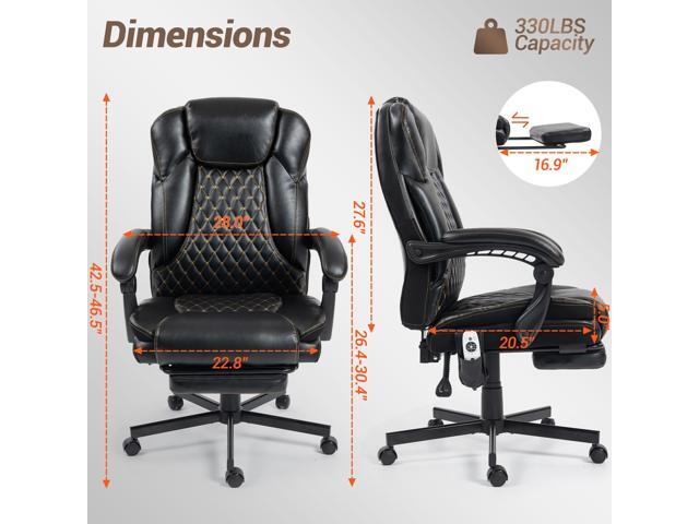 VANBOW Massage Office Chair with Foot Rest, 6 Points Vibration Heating Executive Chairs Ergonomic Home Office Desk Chair, Black