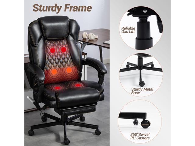 VANBOW Massage Office Chair with Foot Rest, 6 Points Vibration Heating Executive Chairs Ergonomic Home Office Desk Chair, Black