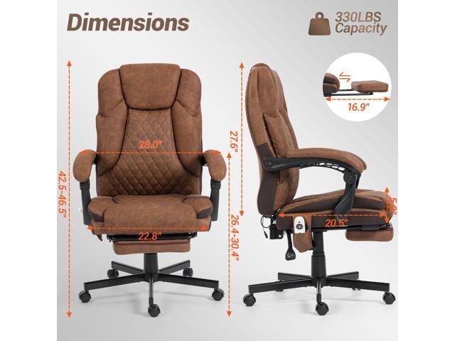 VANBOW Massage Office Chair with Foot Rest, 6 Points Vibration Heating Executive Chairs Ergonomic Home Office Desk Chair,Brown