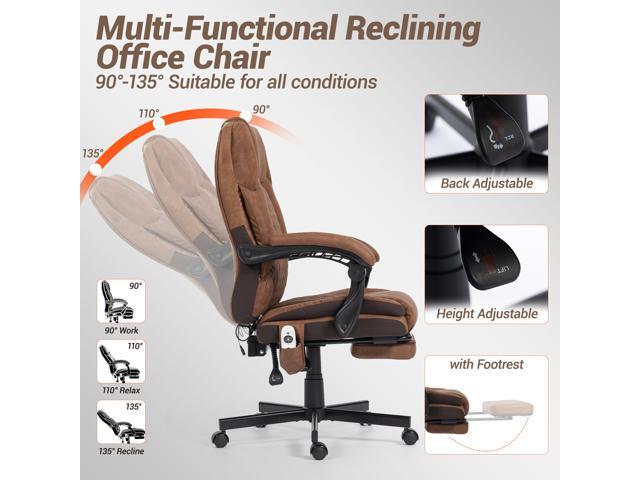 VANBOW Massage Office Chair with Foot Rest, 6 Points Vibration Heating Executive Chairs Ergonomic Home Office Desk Chair,Brown