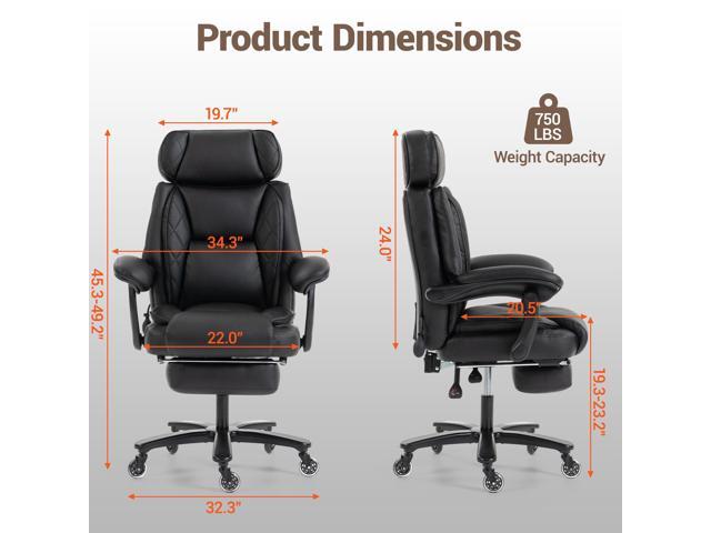 VANBOW Big and Tall Office Chair for Heavy People, Heavy Duty Executive Office Desk Chair with Footrest, Waist Lumber Support, Adjustable Headrest,...