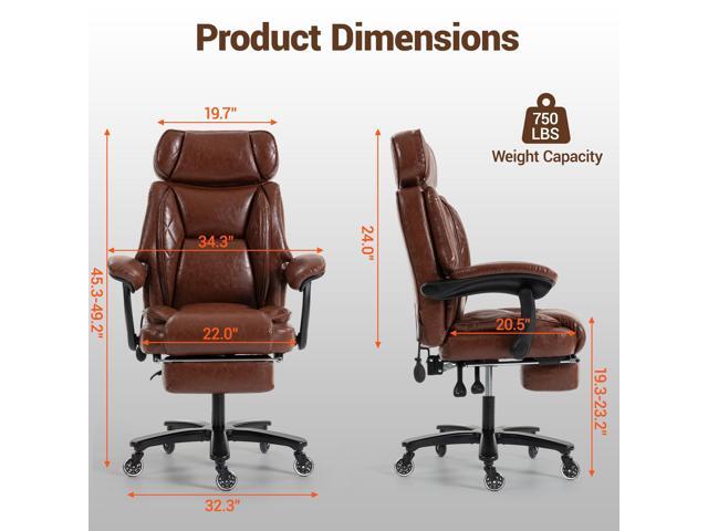 VANBOW Big and Tall Office Chair for Heavy People, Heavy Duty Executive Office Desk Chair with Footrest, Waist Lumber Support, Adjustable Headrest,...