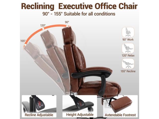 VANBOW Big and Tall Office Chair for Heavy People, Heavy Duty Executive Office Desk Chair with Footrest, Waist Lumber Support, Adjustable Headrest,...