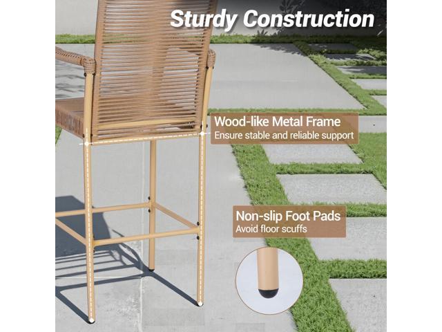 VANBOW Counter Height Bar Stool Set of 4, 30' Patio Rattan Bar Stool Chairs with Armrests, Outdoor Barstools for Porch Garden Indoor Kitchen, Yellow