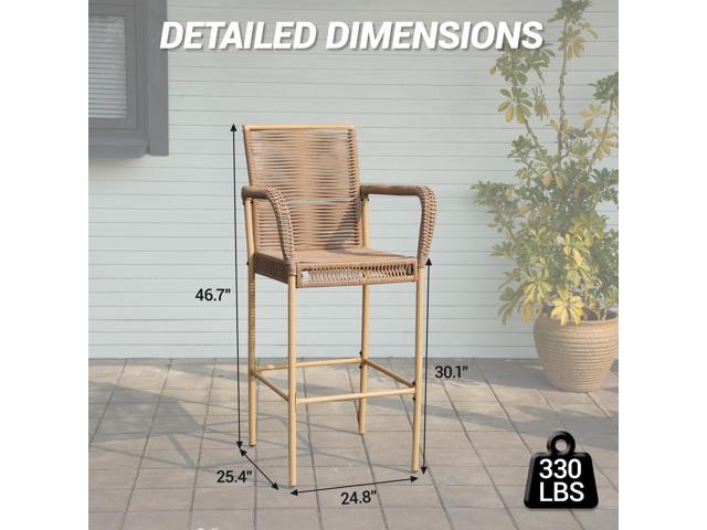 VANBOW Counter Height Bar Stool Set of 4, 30' Patio Rattan Bar Stool Chairs with Armrests, Outdoor Barstools for Porch Garden Indoor Kitchen, Yellow