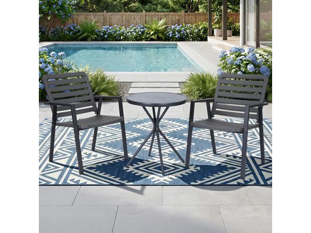 VANBOW 3 Pieces Bistro Table and Chairs, Waterproof Patio Furniture Set, All-Weather Outdoor Table and Chairs, Balcony Furniture for Porch, Yard,...