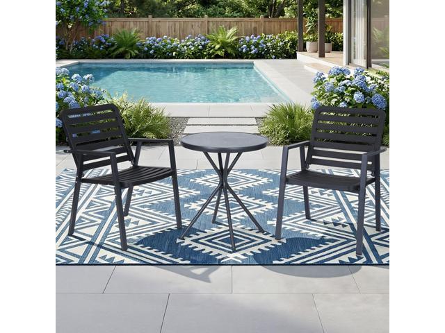 VANBOW 3 Pieces Bistro Table and Chairs, Waterproof Patio Furniture Set, All-Weather Outdoor Table and Chairs, Balcony Furniture for Porch, Yard,...