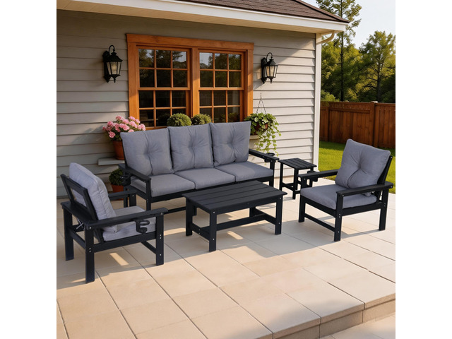 VANBOW Outdoor Patio Furniture Set, 7 PCs HDPE All Weather Free Combination Outd