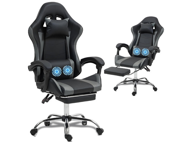 Fantasylab Gaming Chair with Massage Lumbar Support Ergonomic Video Game Chair for Adults, Adjustable Headrest & Footrest, 90-135° Recline, 360°...