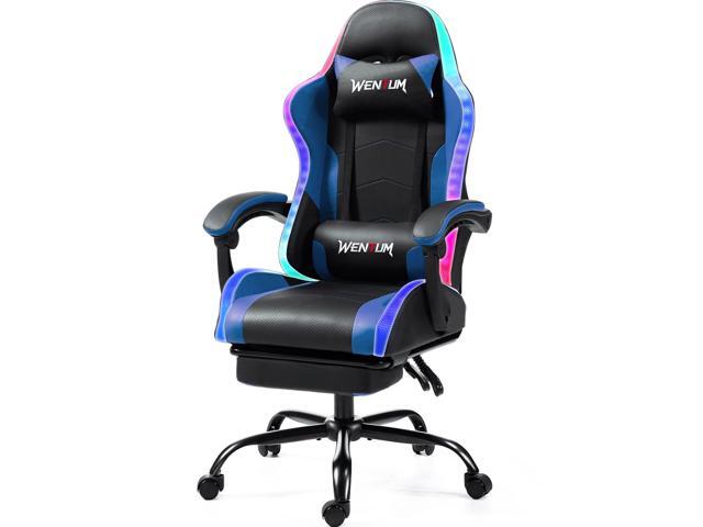 LED Gaming Chair with Massage Lumbar Pillow, RGB Computer Gaming Chair with Footrest, Reclining Gamer Chair Ergonomic Video Game Chairs for Home...
