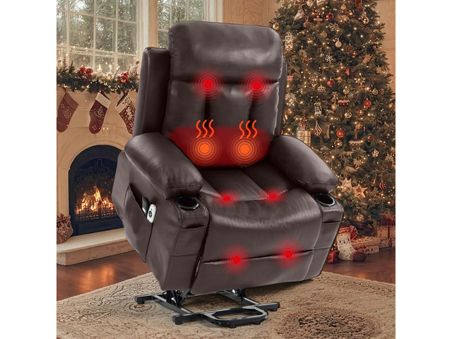 VANBOW Power Lift Recliner Chair, Electric Oversized PU Leather Single Sofa with