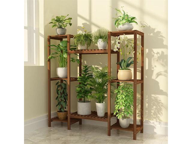 New Flexible Combination Tall Plant Stand Corner Flower Pot Display Holder Rack,8 Tier Carbonized Wood Plant Stand Flower Pot Shelf Display Rack...