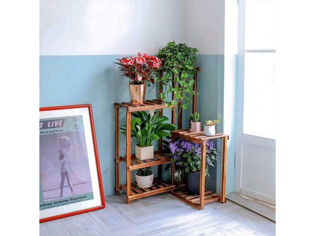 unho Plant Corner Stand 6 Tier Wood Shelf Indoor Outdoor Garden Patio Displaying Shelves Rack for Flowers Succulents Planter Pots