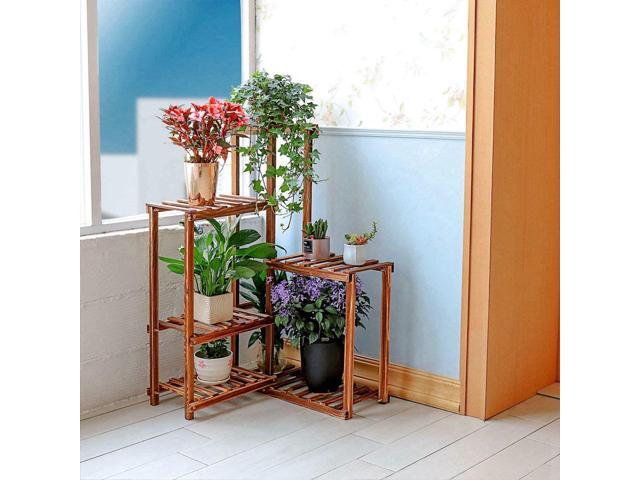 unho Plant Corner Stand 6 Tier Wood Shelf Indoor Outdoor Garden Patio Displaying Shelves Rack for Flowers Succulents Planter Pots