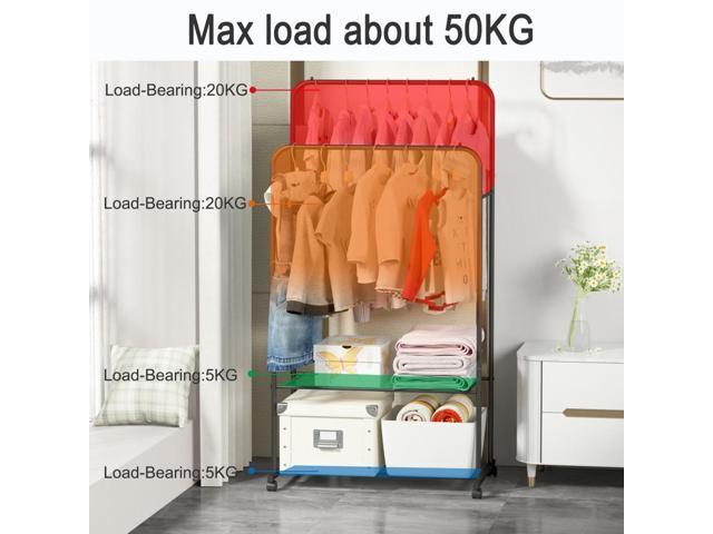 Fashional simple Double Rail Clothes Rack Rolling Clothes Organizer Double Rod Portable Clothing Hanging Stand Display Garment Rack with 2-tier...