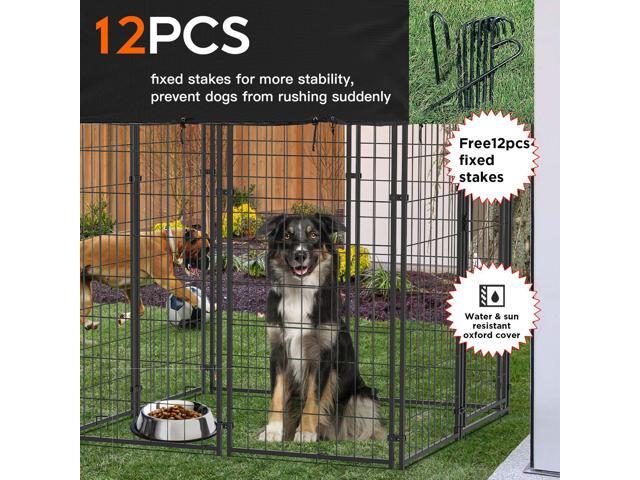 BingoPaw Large Dog Kennel Outdoor: Dogs Welded Wire Kennels and Runs Crates for Yard with Stakes Water Proof Cover - 5.4ft Tall Extra Large Dog...