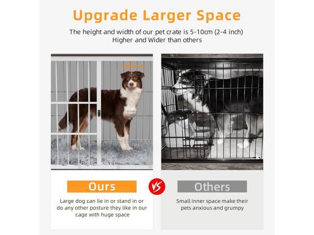 3 doors Furniture style Dog Crate, Wooden Dog Crate Table, Indoor Dog Kennel, Dog House, Dog Cage Medium with Removable Tray Medium White