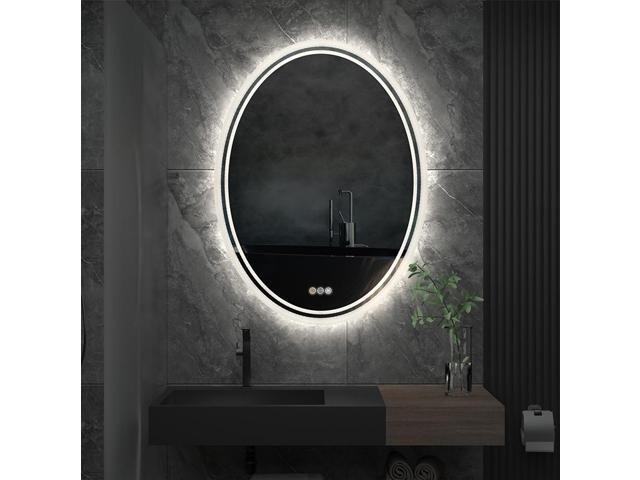 Led Oval Illuminated Bathroom Mirror Wall Mounted Anti Fog Make Up Mirror