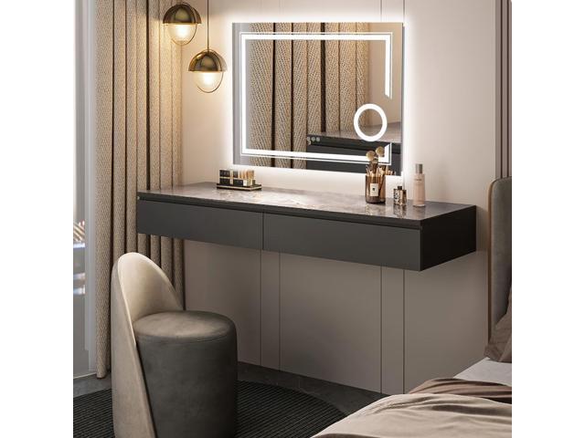LED Lighted Smart Bathroom Mirror 3X Magnifier Wall Mounted Front Backlit Dimmer