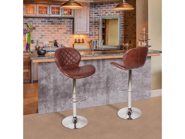 2x Adjustable Leather Bar Stools Kitchen Breakfast Lift Swivel Chair