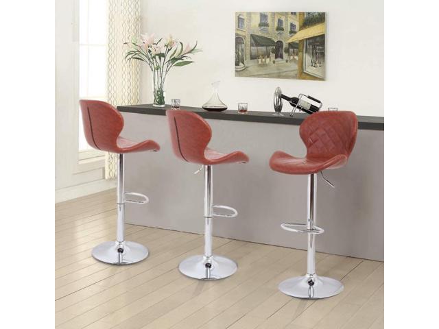 2x Adjustable Leather Bar Stools Kitchen Breakfast Lift Swivel Chair