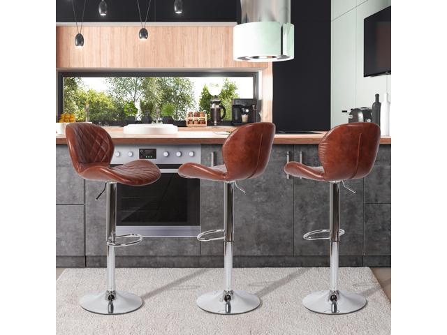 2x Adjustable Leather Bar Stools Kitchen Breakfast Lift Swivel Chair