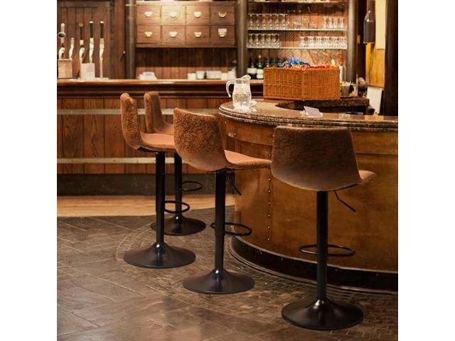 2PCS Vintage Swivel Bar stools Gas Lift PU Seat W/ Footrest