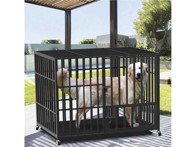 Chew-resistant Heavy Duty Metal Dog Cage Kennel Pet Crate Wheels Indoor Outdoor