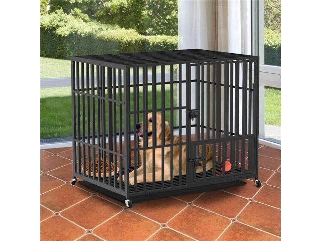 Chew-resistant Heavy Duty Metal Dog Cage Kennel Pet Crate Wheels Indoor Outdoor