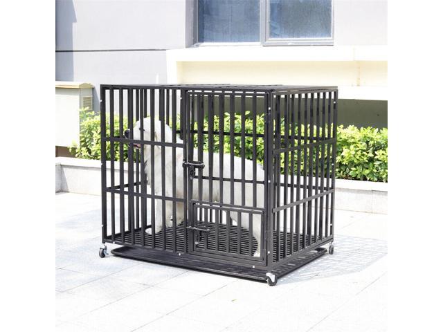 Chew-resistant Heavy Duty Metal Dog Cage Kennel Pet Crate Wheels Indoor Outdoor