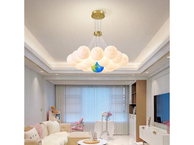 19PCS Modern Planet LED Chandelier Kids Bedroom Decor Ceiling Pendant Lamp